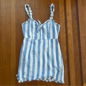 Women’s striped blue white mini sundress forever 21 size M medium EUC